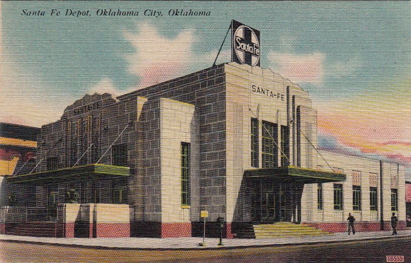Postcard Railroad Santa Fe Depot Oklahoma City OK #2