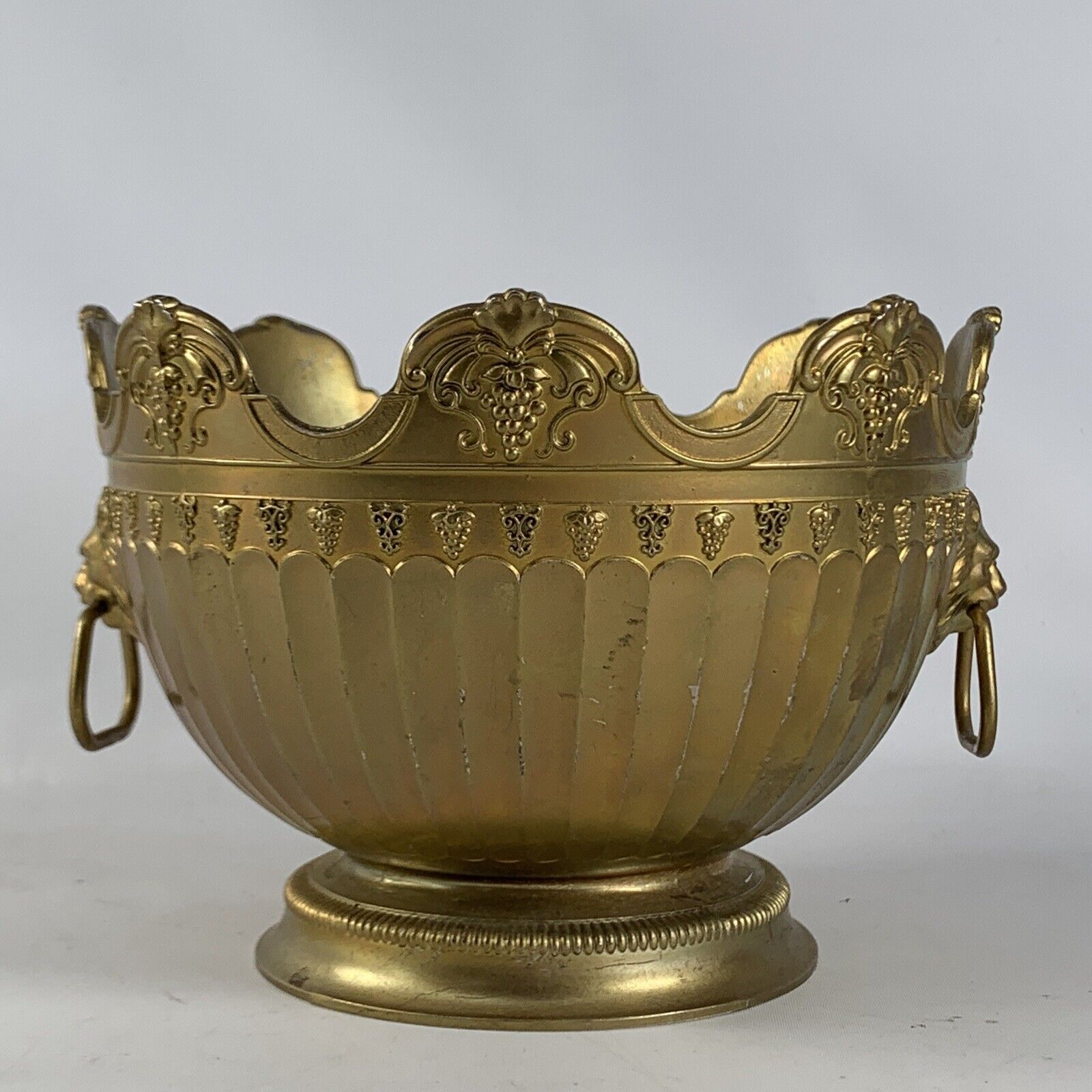 Vintage Compote Bowl Lion Handled Grape Motif Gold Tone Price Import