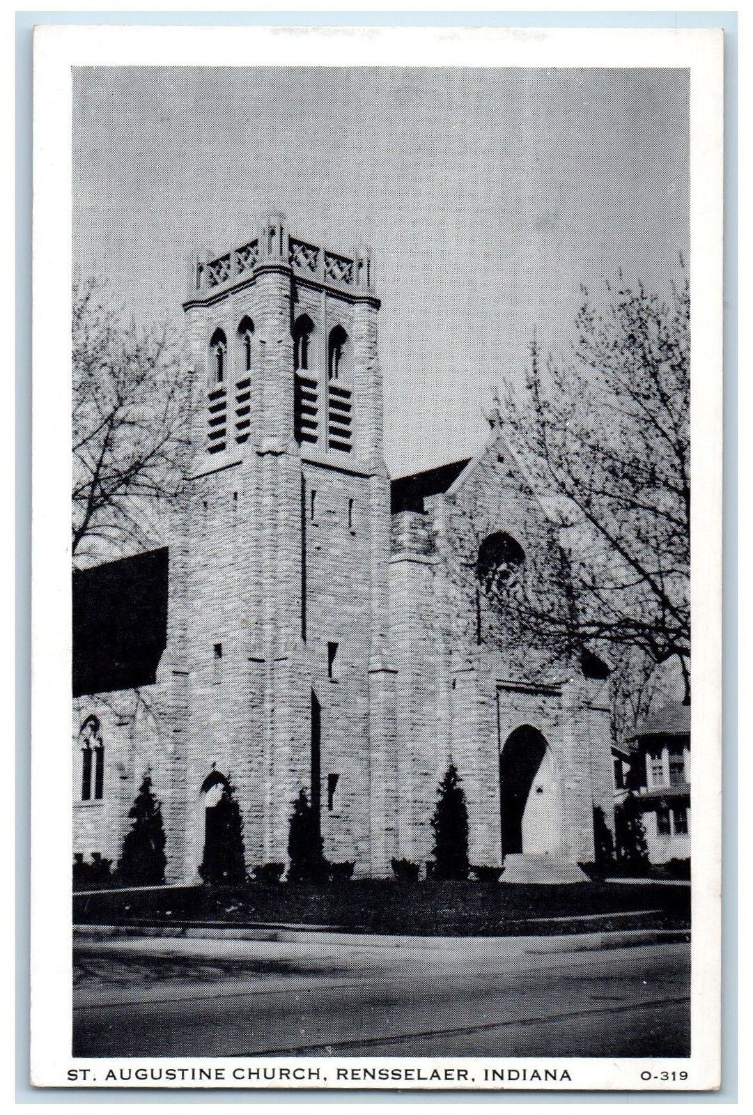 St. Agustine Church Exterior Scene Rensselaer Indiana IN Vintage Postcard