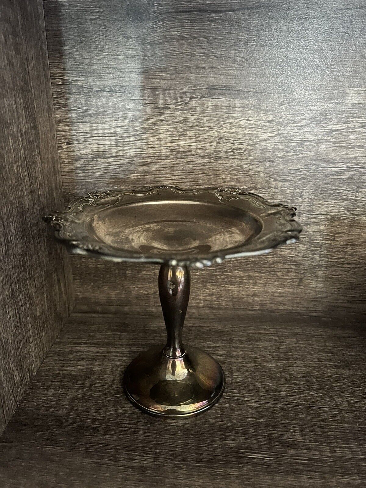 Vintage GORHAM Silverplate Chantilly Design Pedestal Candy Dish YC1313