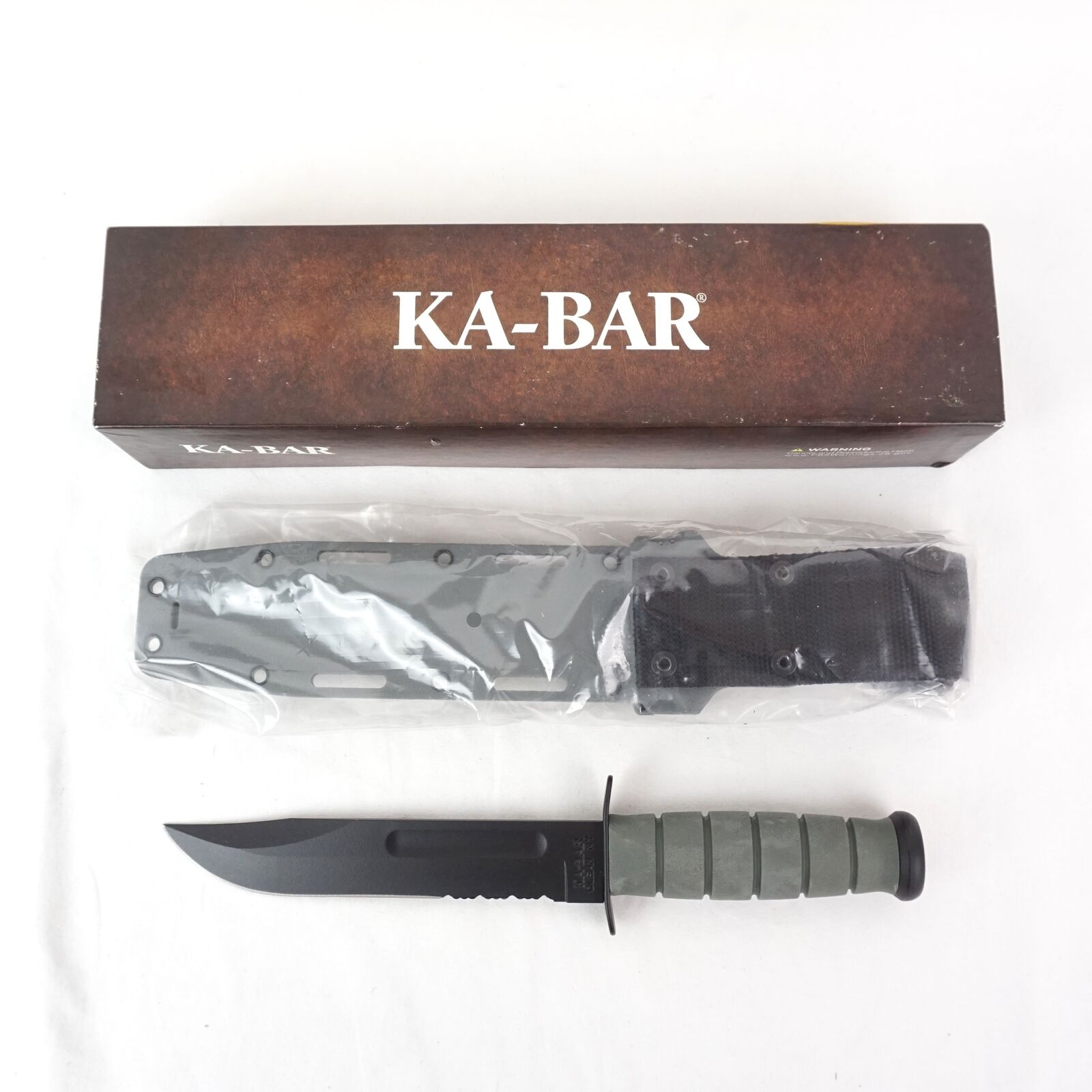 KA-BAR 5012 Combat Utility Serrated Fixed Knife In Foliage Green 5012 W/ Sheath 