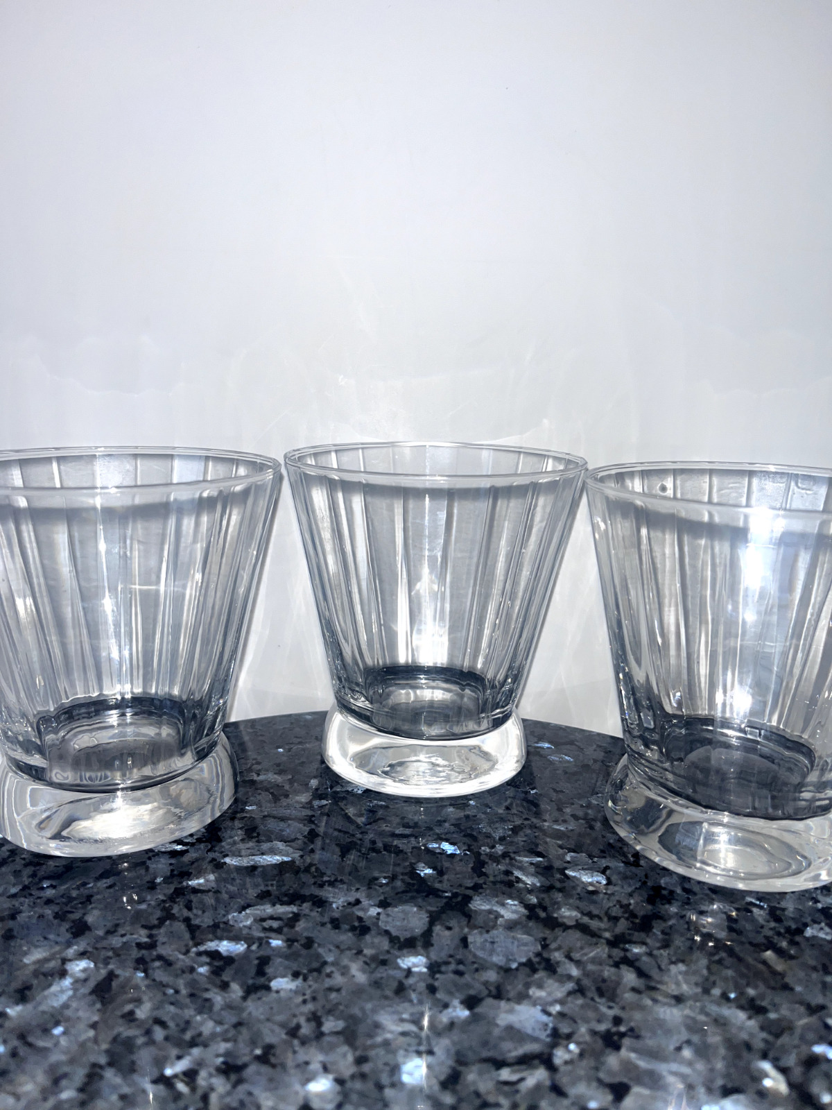 3 CLEAR FLARE LOWBALL ROCK GLASSES