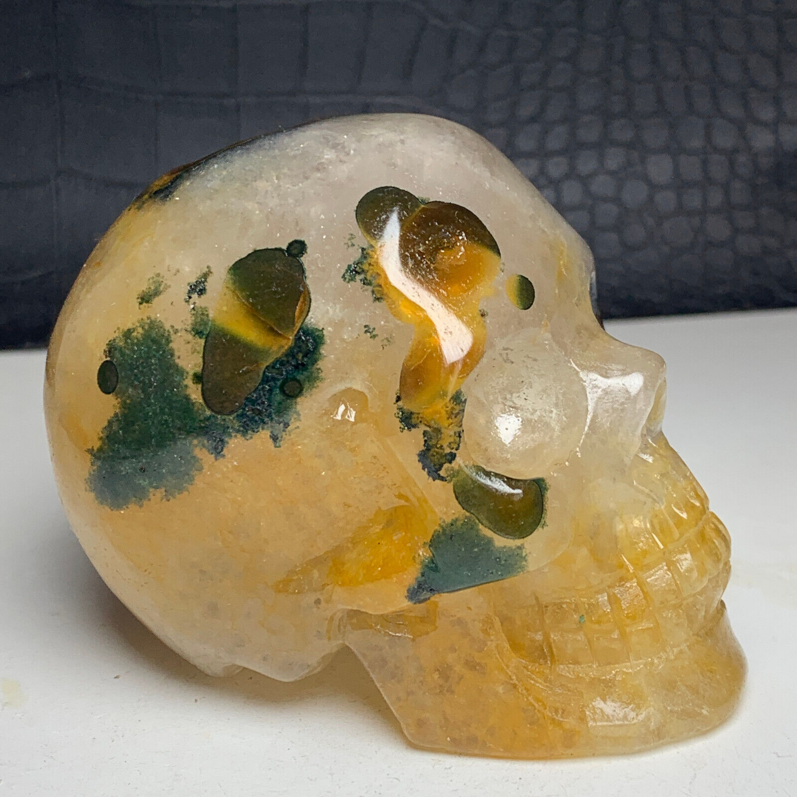 405g Natural Crystal Specimen. Geode agate. Hand-carved. Exquisite Skull.GIFT.RF