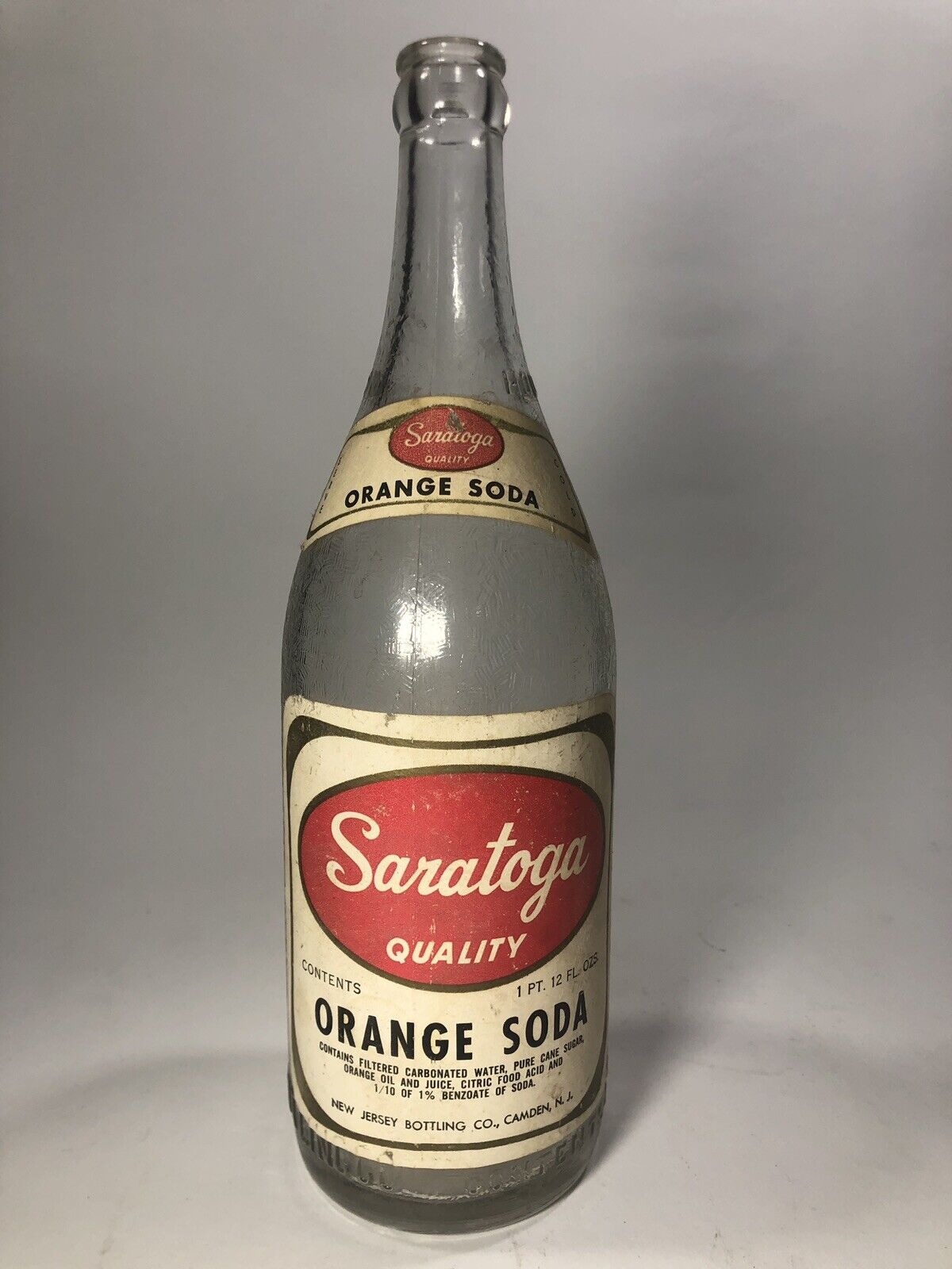 Saratoga Orange Soda Bottle NJ Bottling Co Camden HADDON HOUSE HADDONFIELD Glass