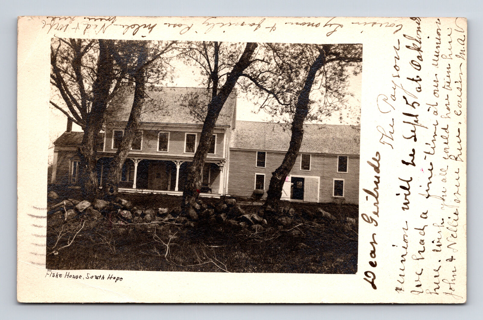 1906 RPPC Fiske House South Hope ME Real Photo Postcard