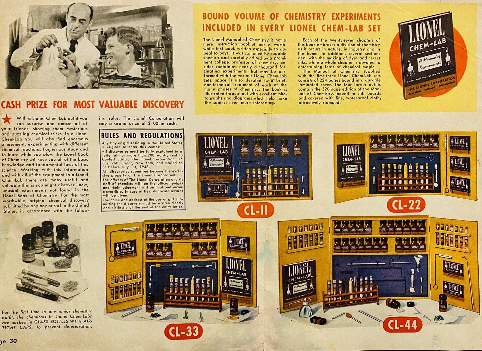 Vtg Print Ad 1942 Lionel Model Railroad Catalog Chem Lab Retro Home Wall Art