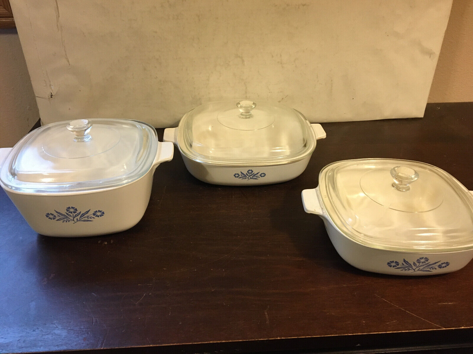 Corning Ware Baking Dish, Set of 3, 1 qt., 1 3/4 qt., 9 inch, w glass Lid covers