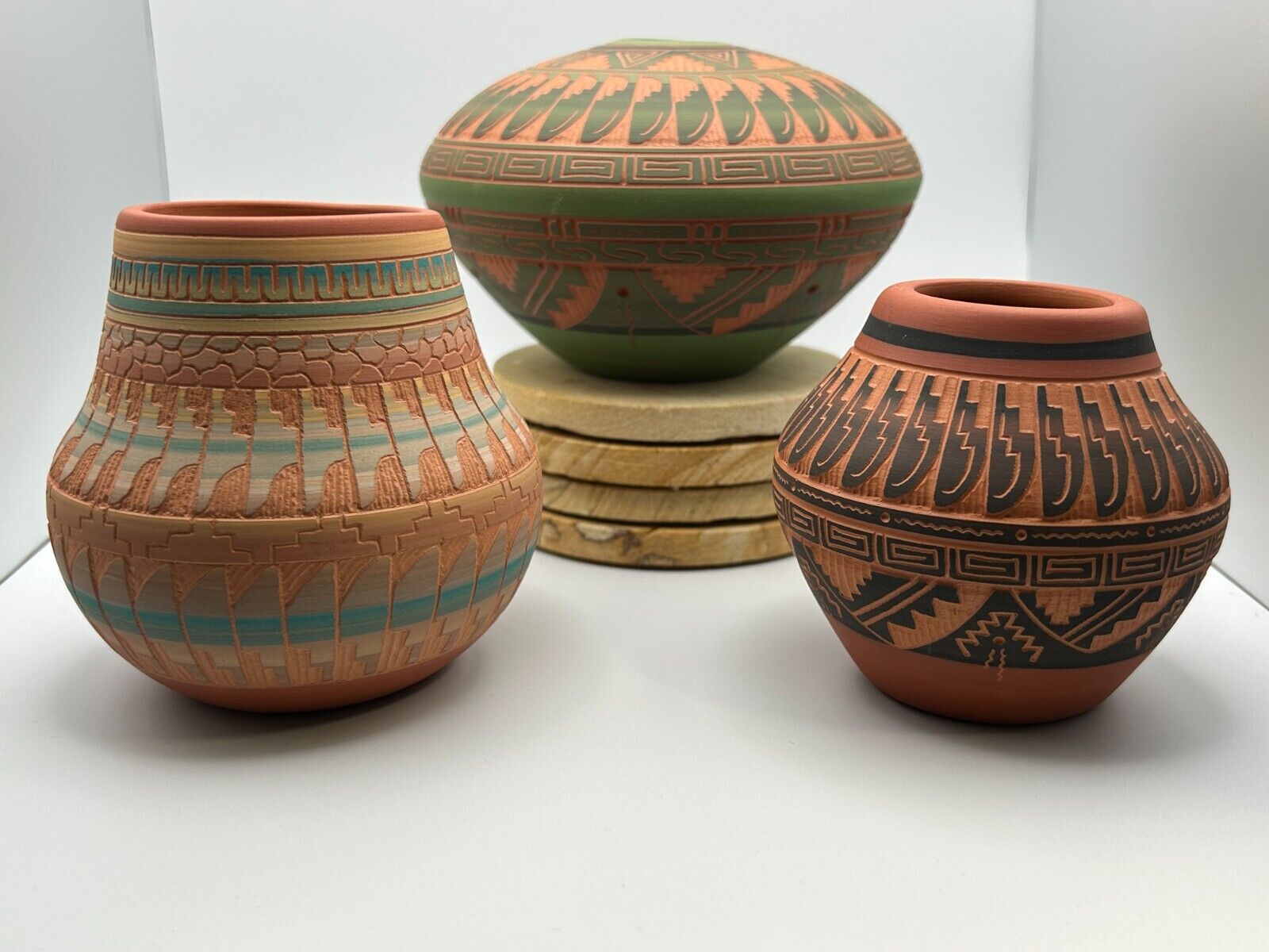 3 Signed Navajo Pottery Pieces by  Well Known Artist Dennis & Susie Charlie