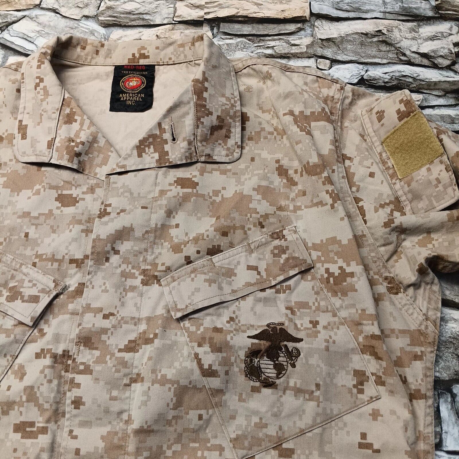 US Marine Corp USMC Desert Camo Shirt Med/Reg Fatigue Top Blouse MARPAT Military