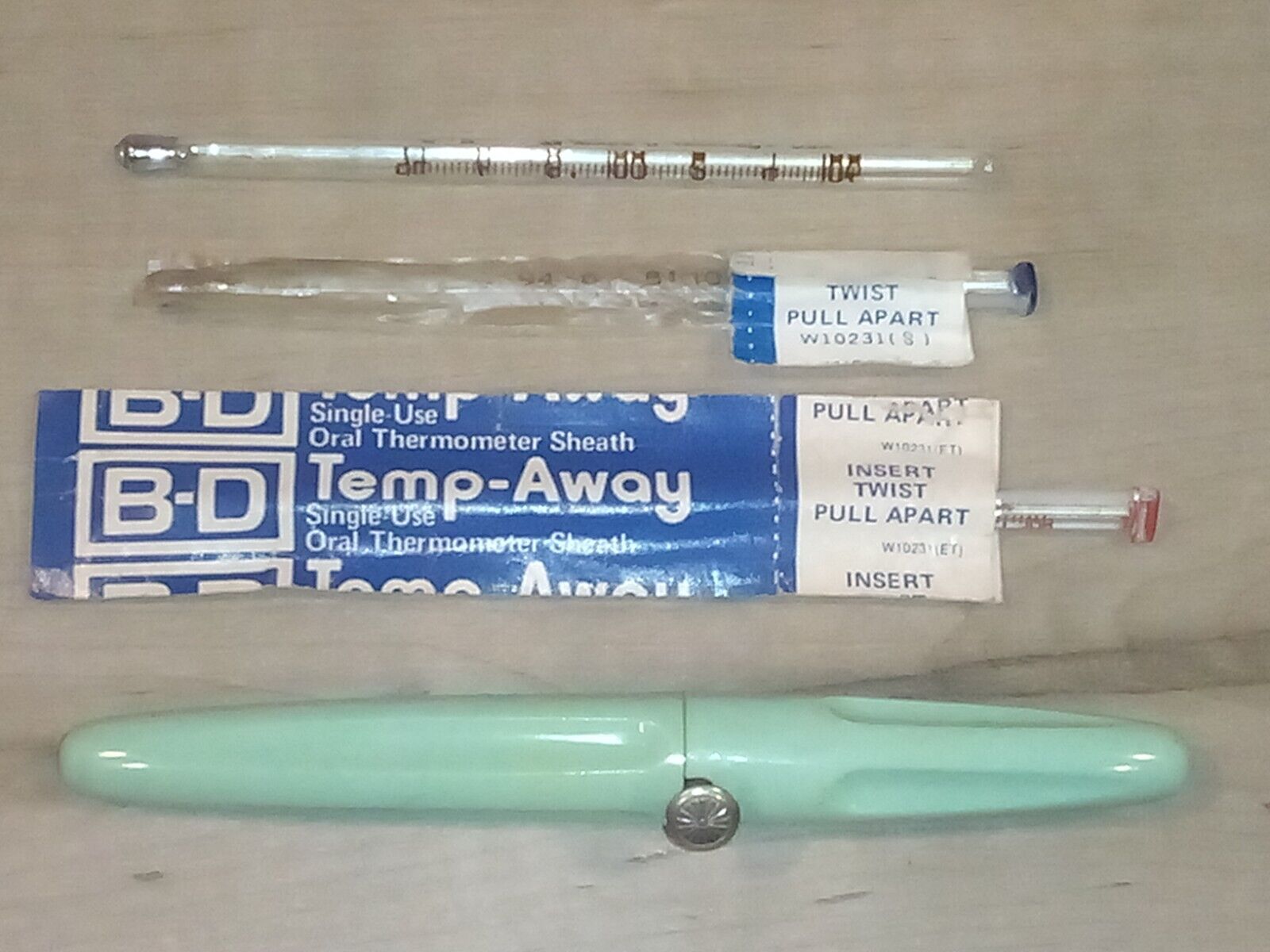 Vtg. Lot Of poker & 3 Glass 2 Oral 1 Rectal Fever Thermometers Assorted Makers