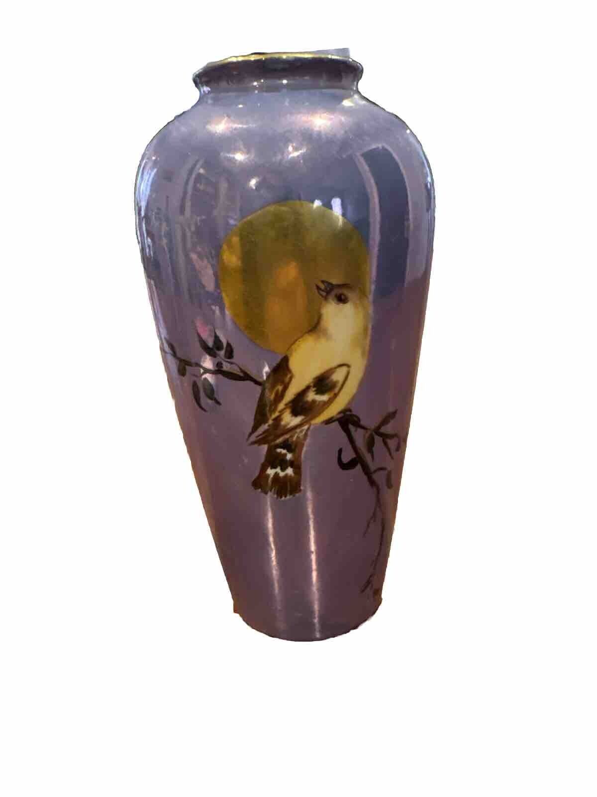 Art Nouveau Porcelain Vase Carl Knoll Carlsbad 7 Inch Bird Branch Sun Songbird