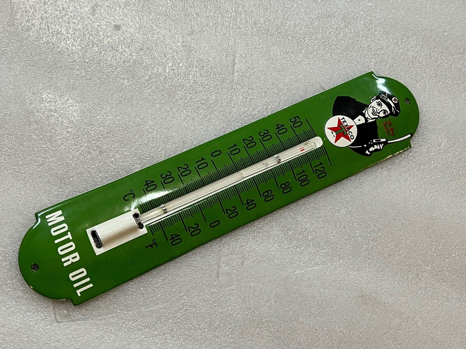 12in Texaco Porcelain Thermometer SIGN Oil Gas Gasoline Not working