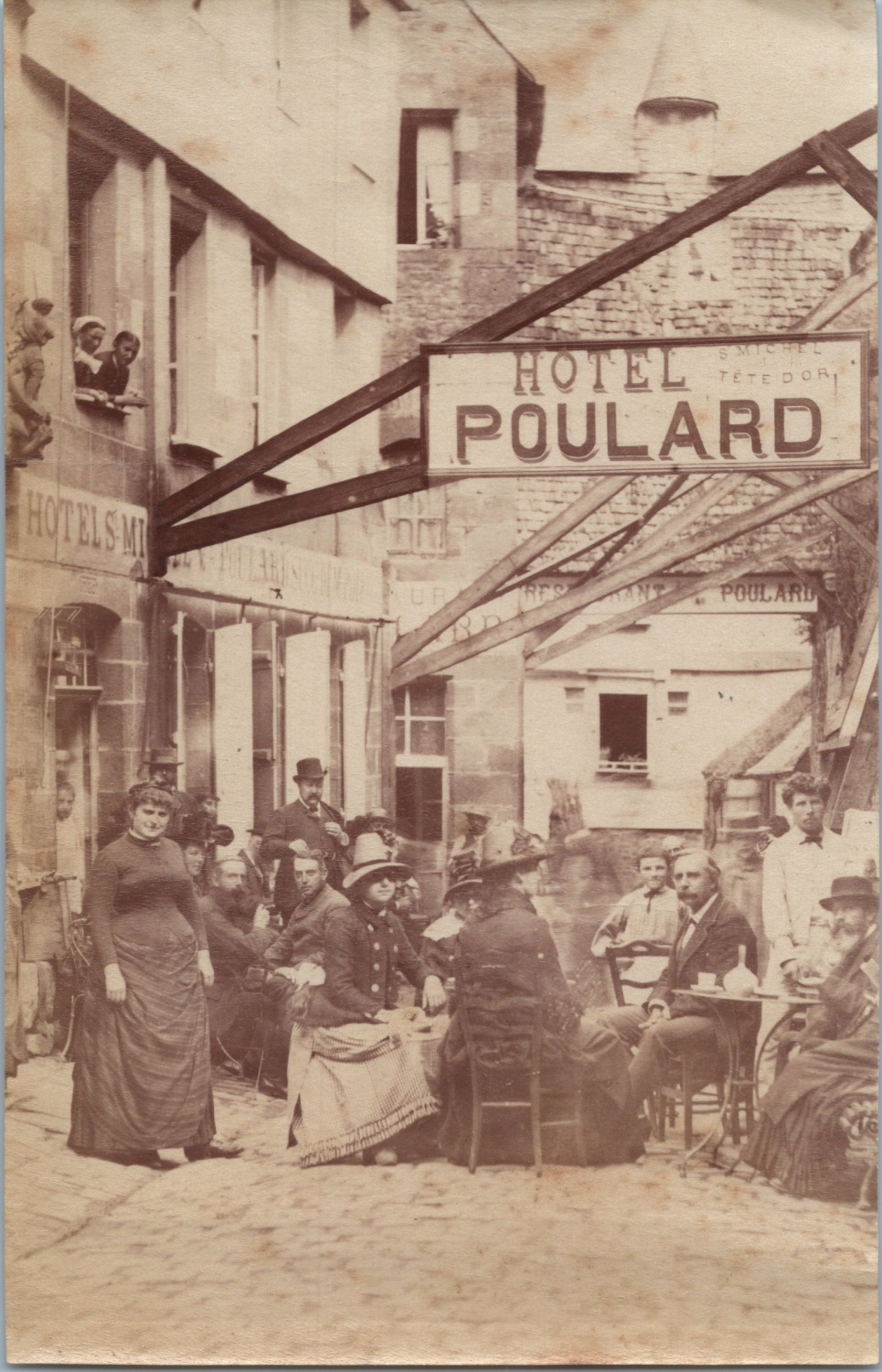 France, Mont Saint-Michel, Hotel Poulard, vintage print, ca.1880 vintage print