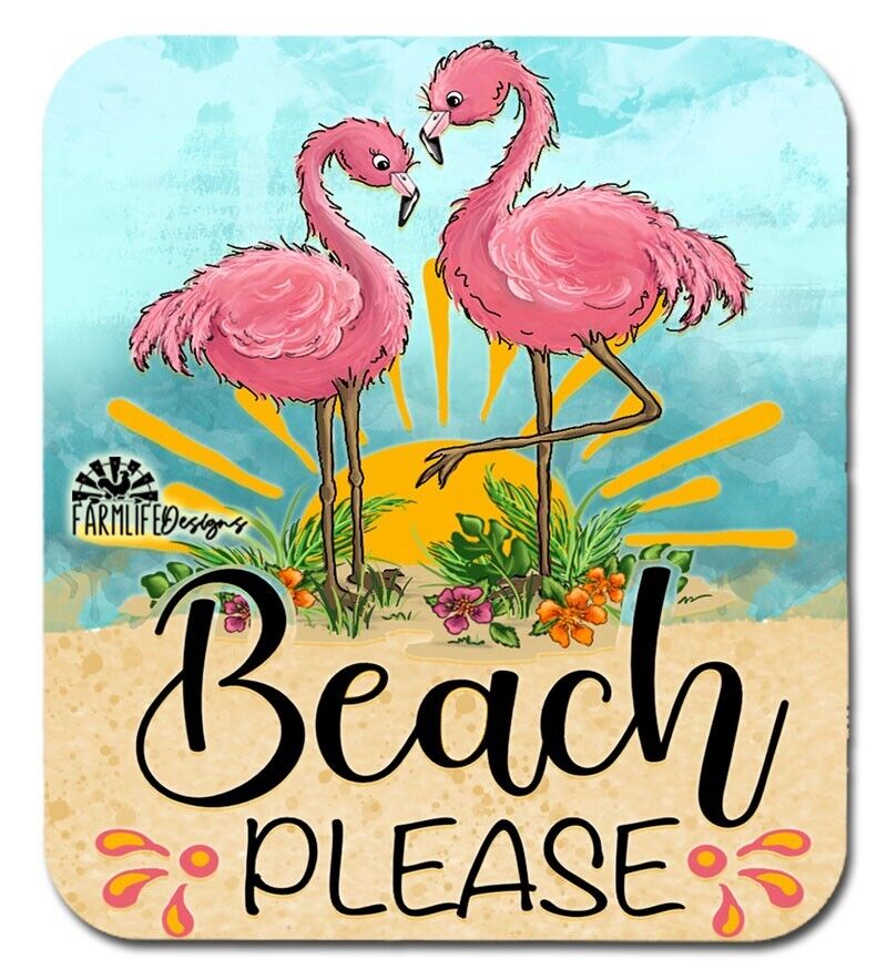 Flamingo Magnet - Beach Please - aluminum 4\