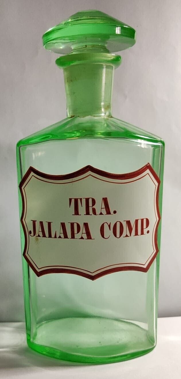 Old Uranium green Jalapa comp. Pharmacy bottle 8\