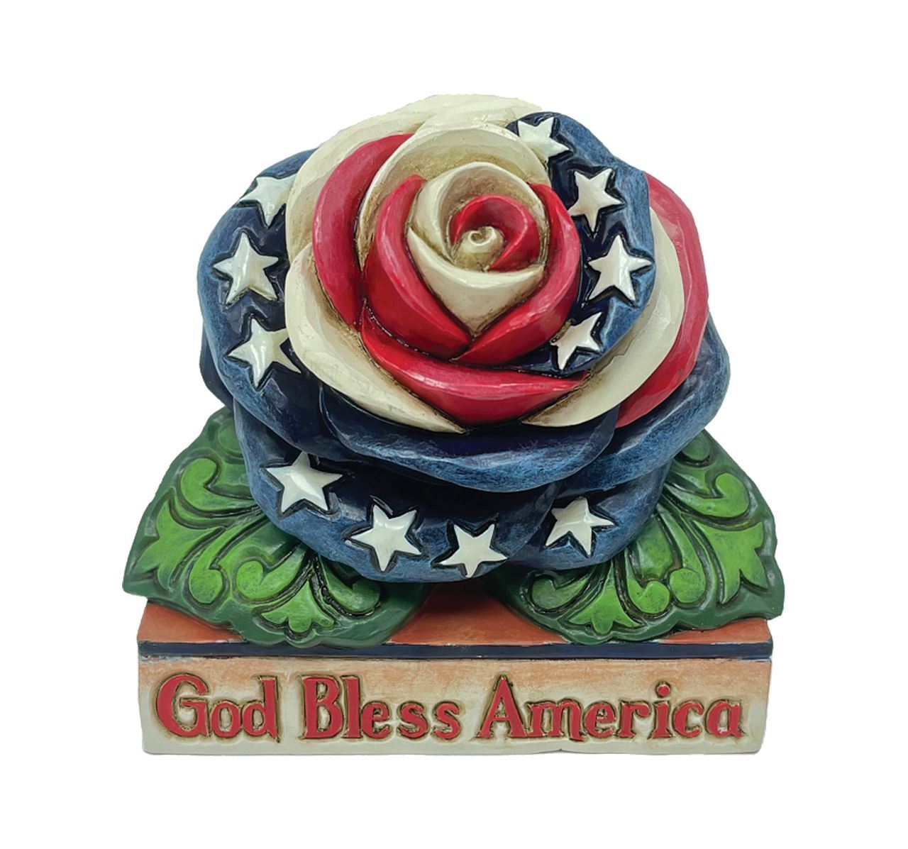 Jim Shore Heartwood Creek Mini Patriotic Rose Figurine 6012432