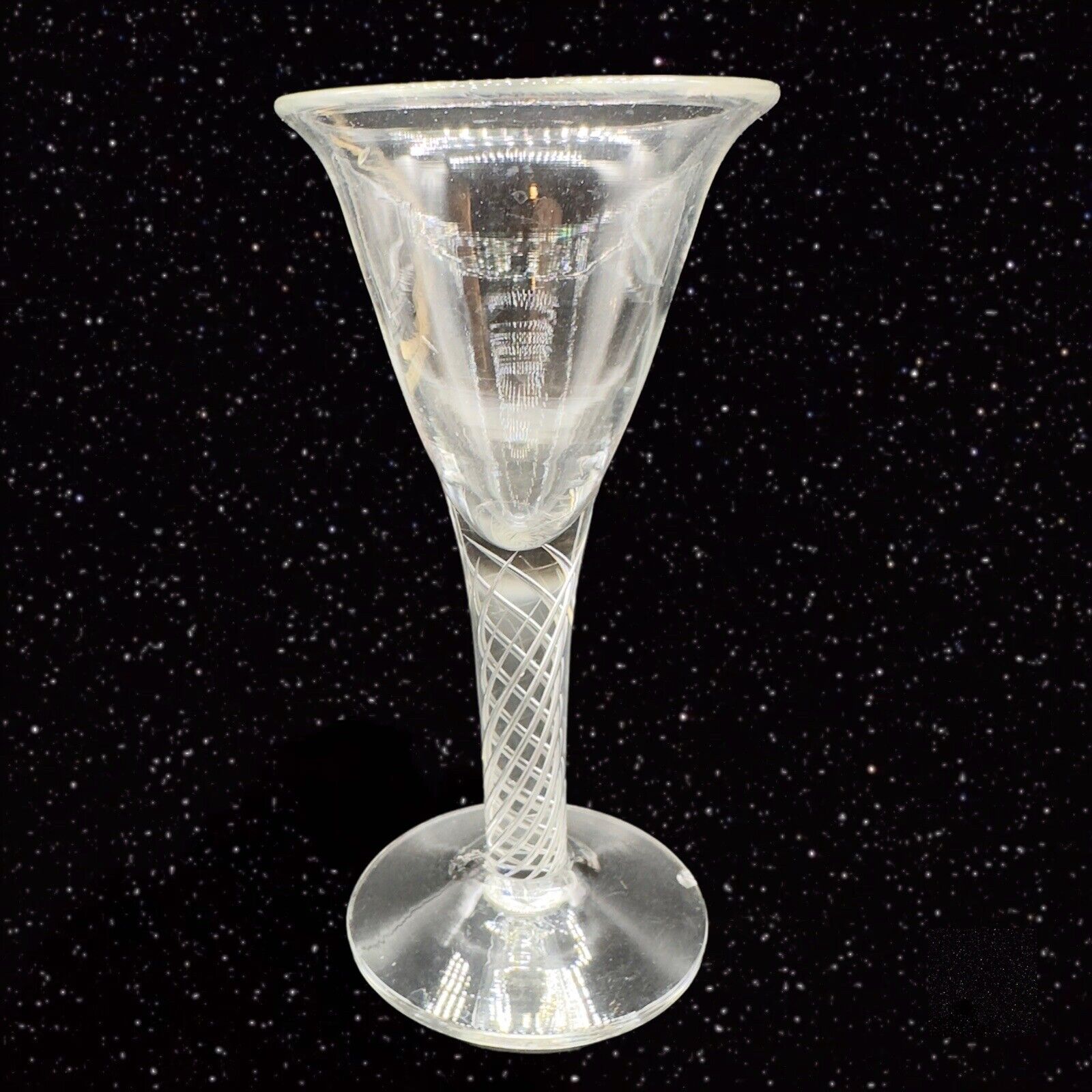 Vintage Blenko Clear Spiral Air Twist Stem Hand Blown Goblet Drinking Glass READ