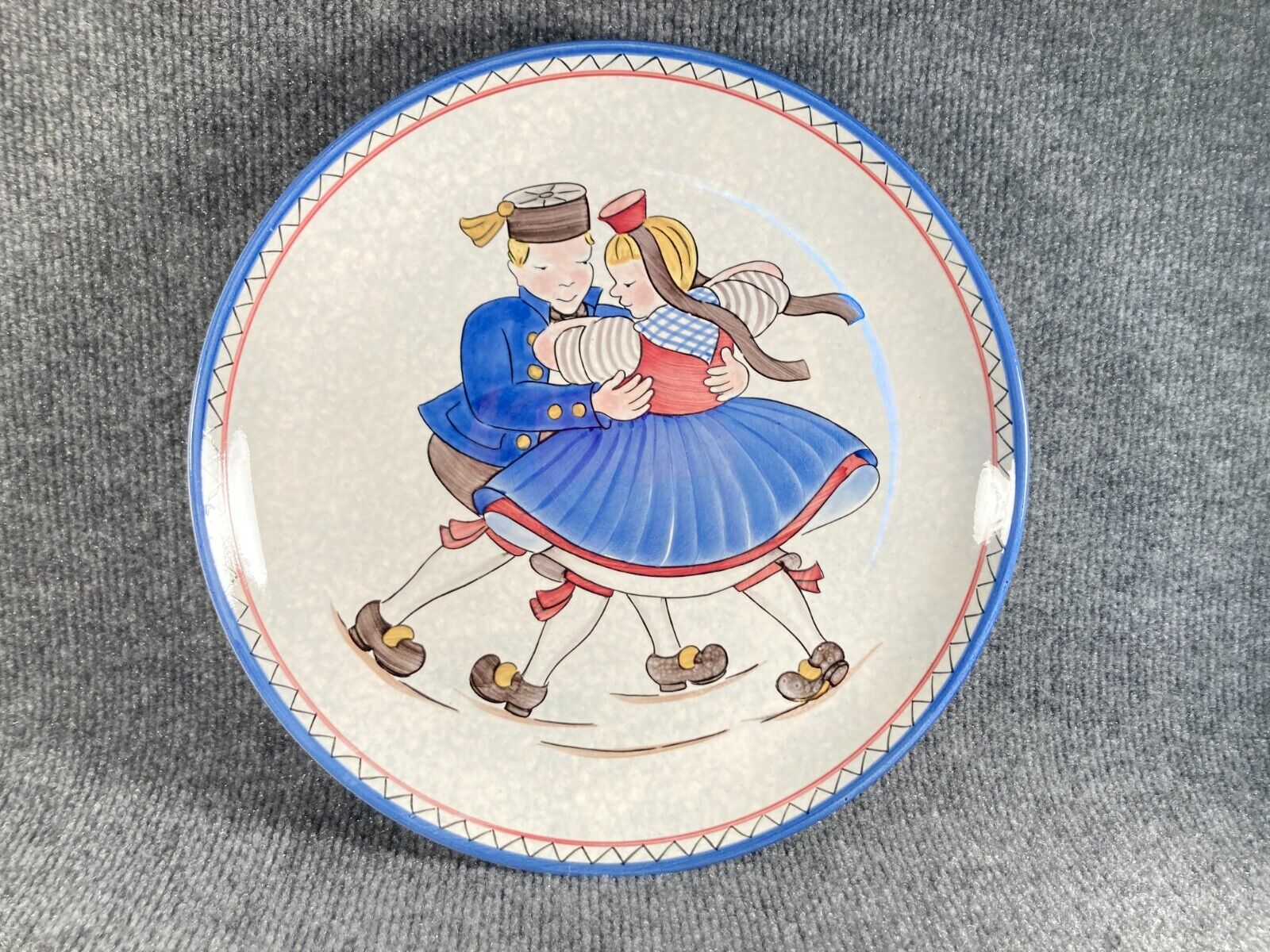 Vintage Waechtersbach Dancing Boy Girl Plate Made in West Western Germany 12\