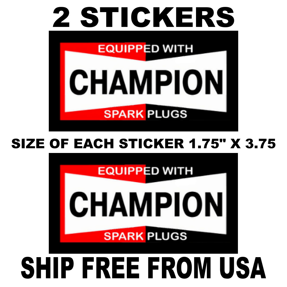 Champion Spark Plug Decal/Sticker/Garage Sign Vintage Replicas 70's Racing Black