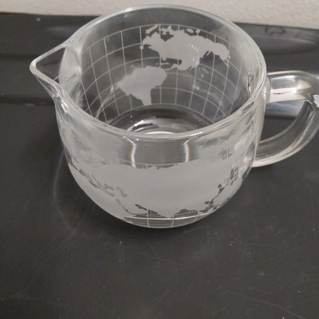 Vintage Nestle Cup Mug Etched Clear Glass World Globe Map