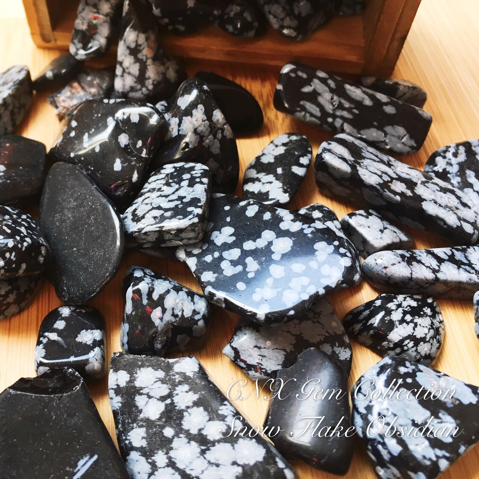 Tumbled Gemstone Crystal Polished Chip Stone Raw Snow Flake Obsidian 20g Large