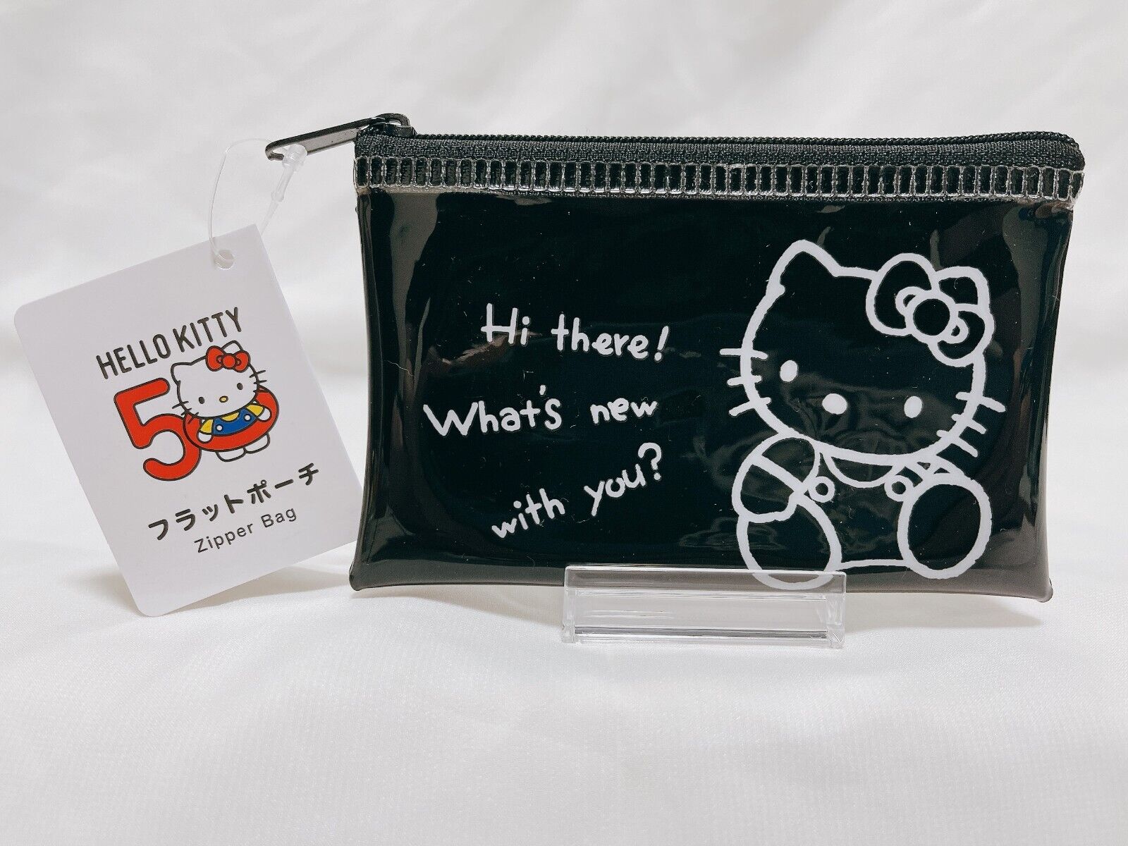 Hello Kitty 50th Anniversary Sanrio Daiso Flat Pouch japan Zipper Accessory Case