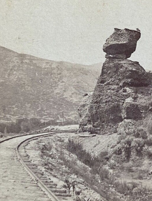 PULPIT ROCK MOUTH of ECHO CANYON UTAH by WILLIAM HENRY JACKSON STEREO VIEW PHOTO