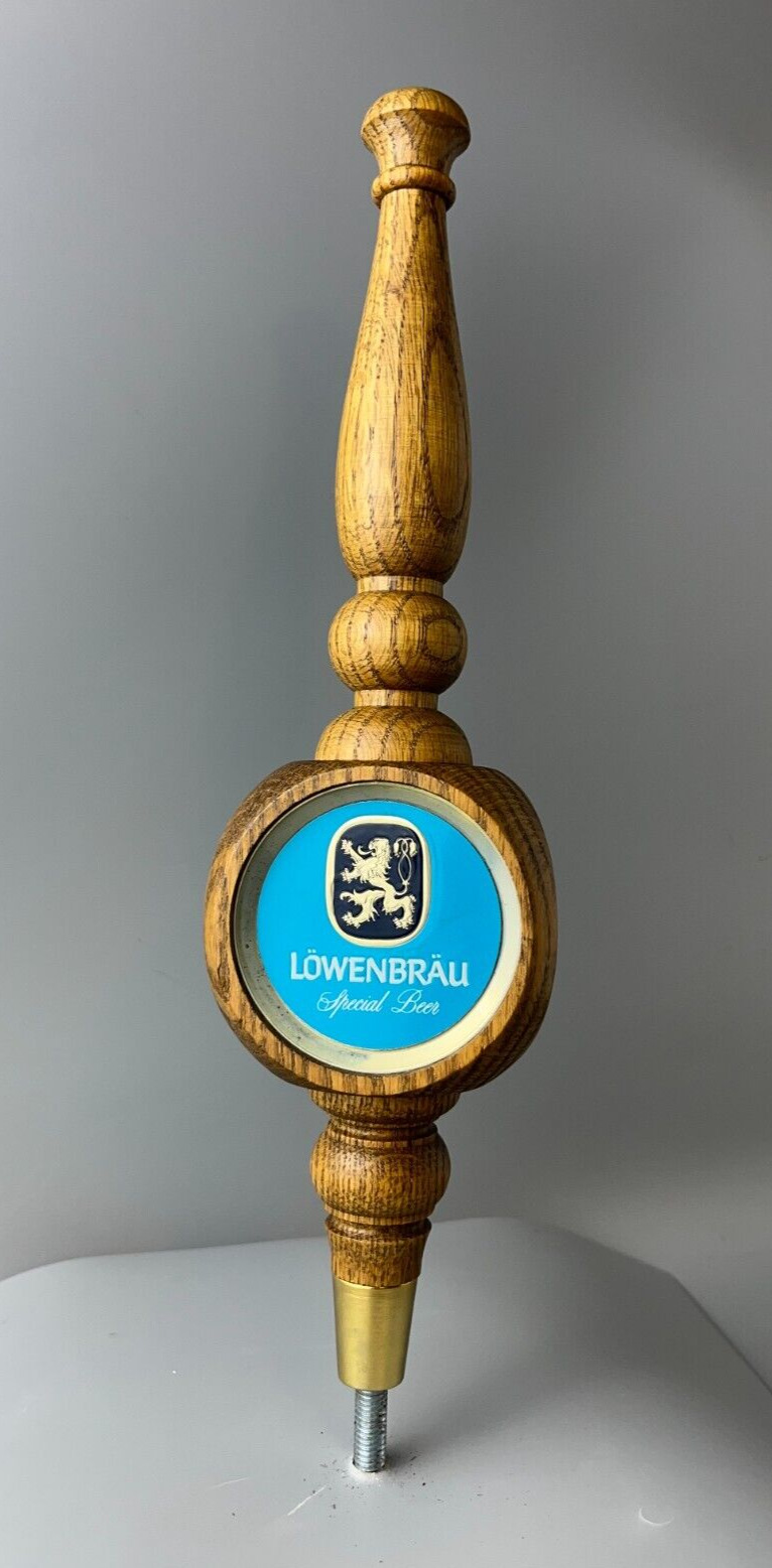 Vintage Wooden Three Sided Lowenbrau Special Beer Tap Handle