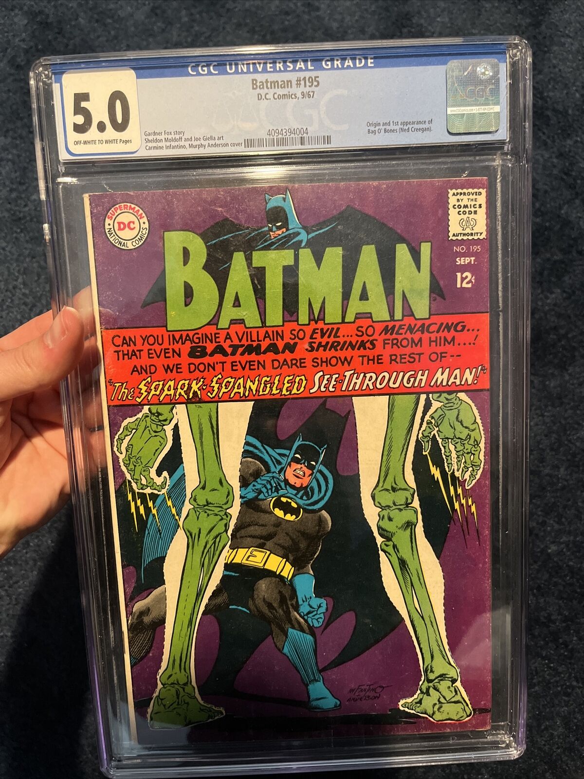 1967 *RARE* Batman CGC Graded Comic #195 OFF-WHITE to WHITE Pages