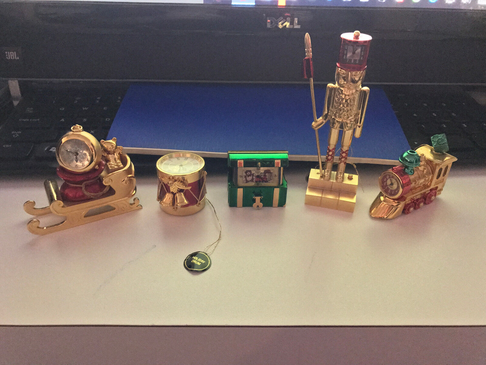 Bulova Lot of 5 Miniature-Mini Christmas Clocks. New no boxes/ paperworkPRISTINE
