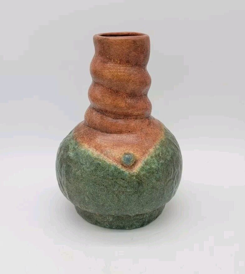 Large Handmade Bohemian Bulbous Earth Tones Textured Twisted Vase ~Mexico