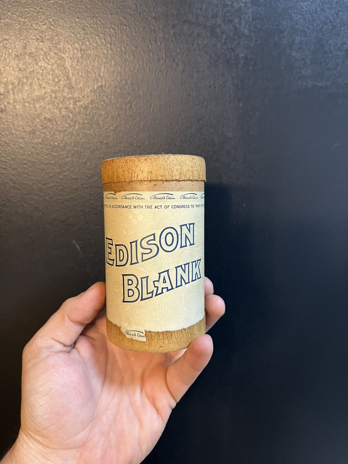 Edison Cylinder Blank Record Original Packaging Cotton Wrap