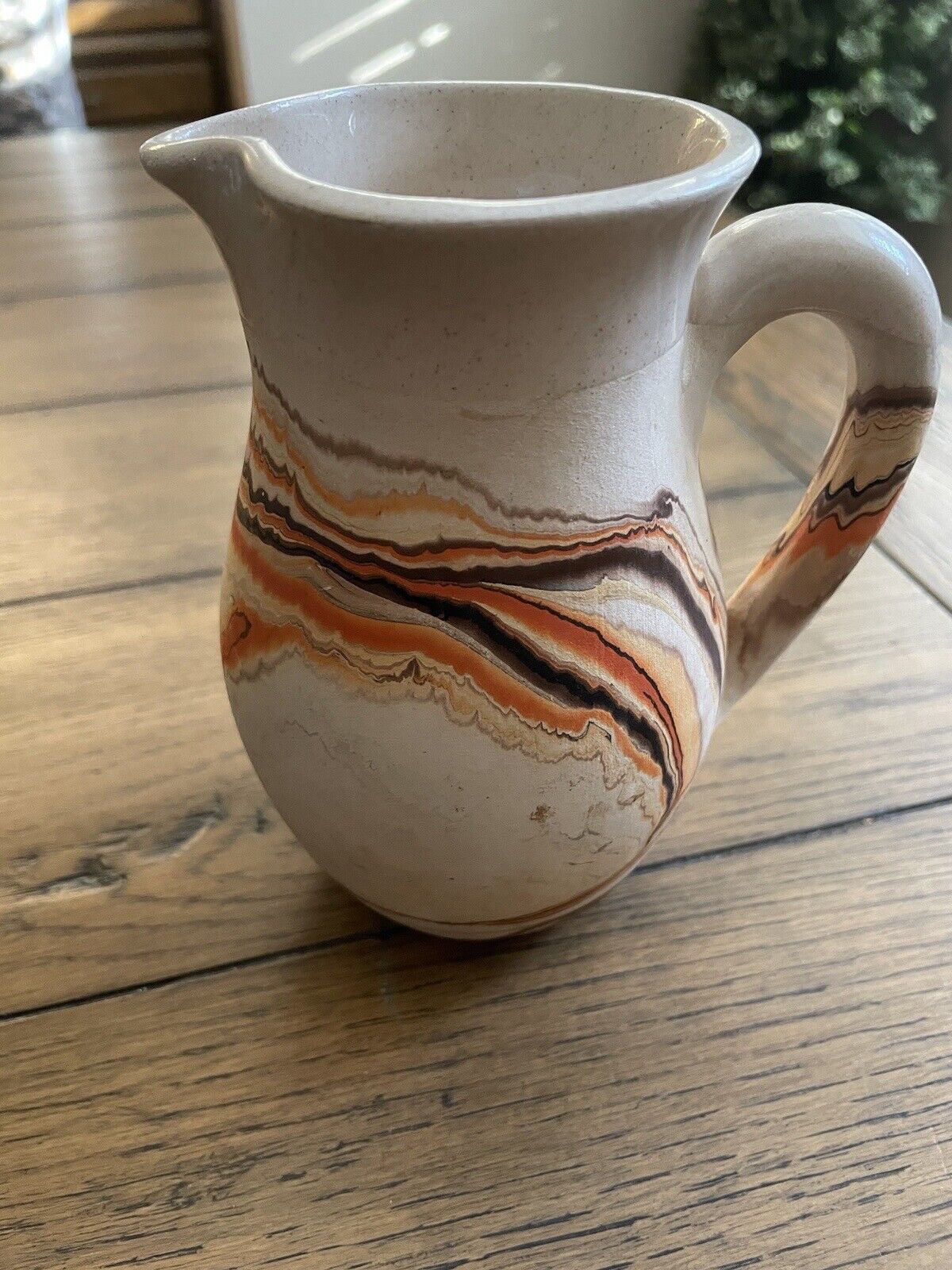 Orange & Brown Clay Pottery Pitcher