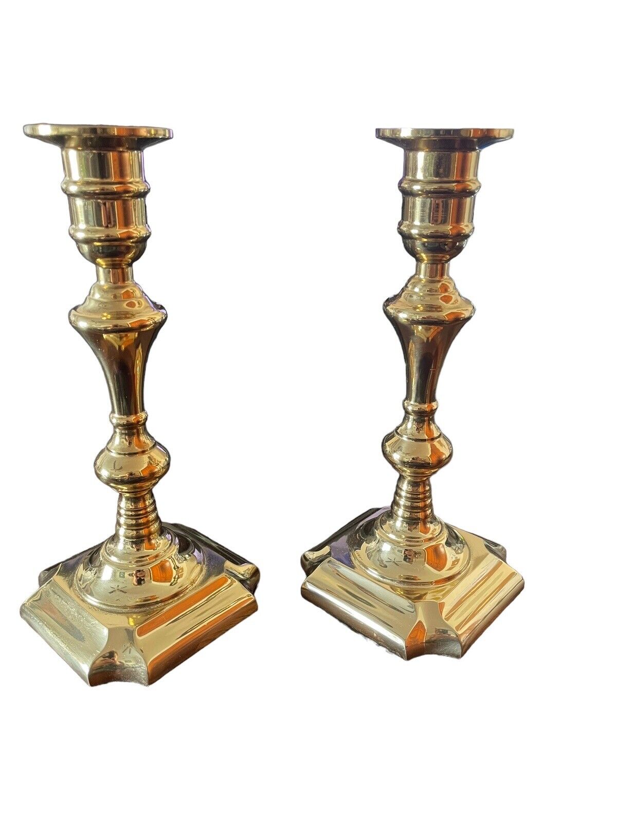 Vintage Pair (2) Brass Candlesticks Holders Valsan Made Portugal 7 1/2\