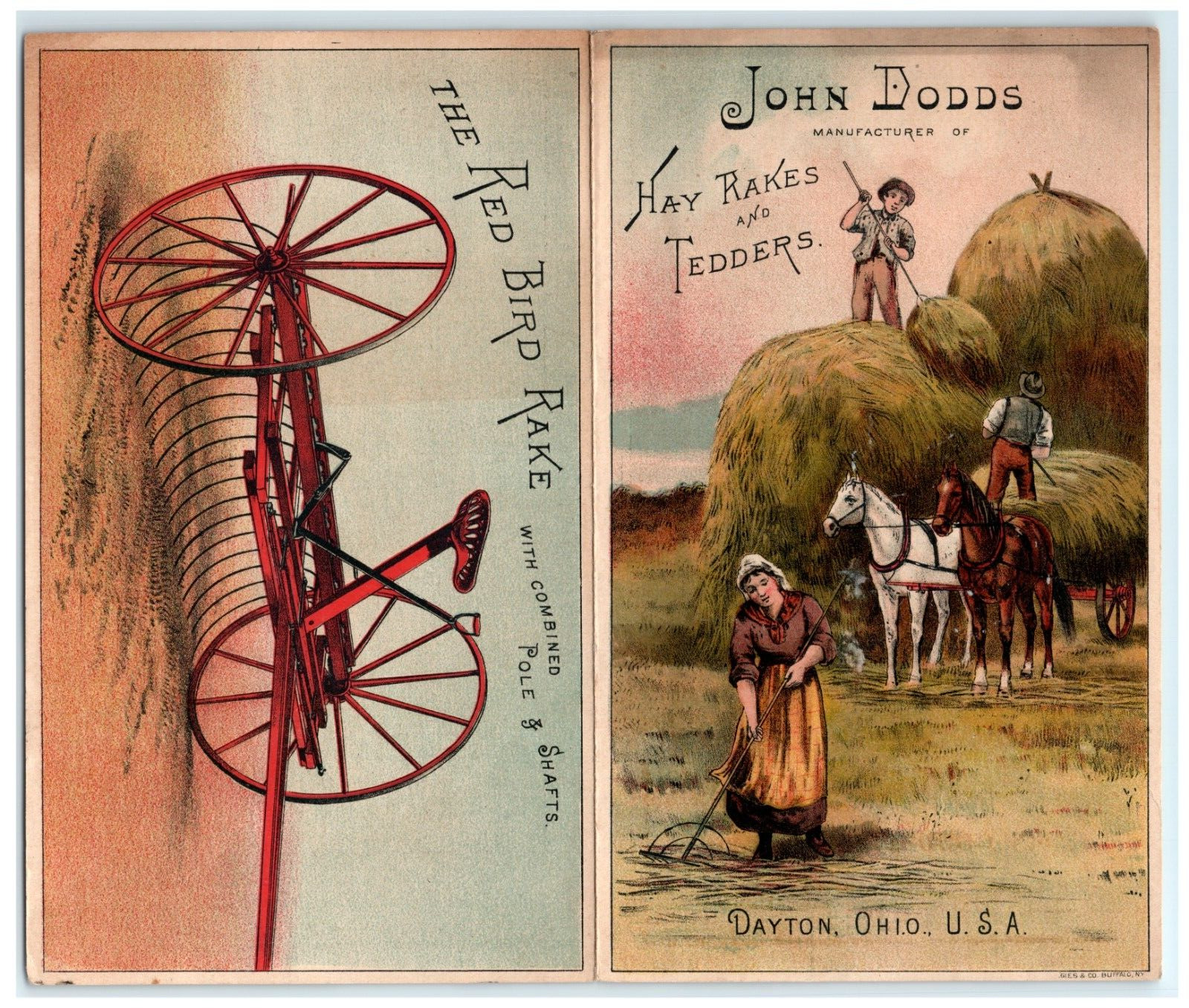 John Dodds Hay Rakes & Tedders Dayton OH Folds - Agriculture Farming Victorian