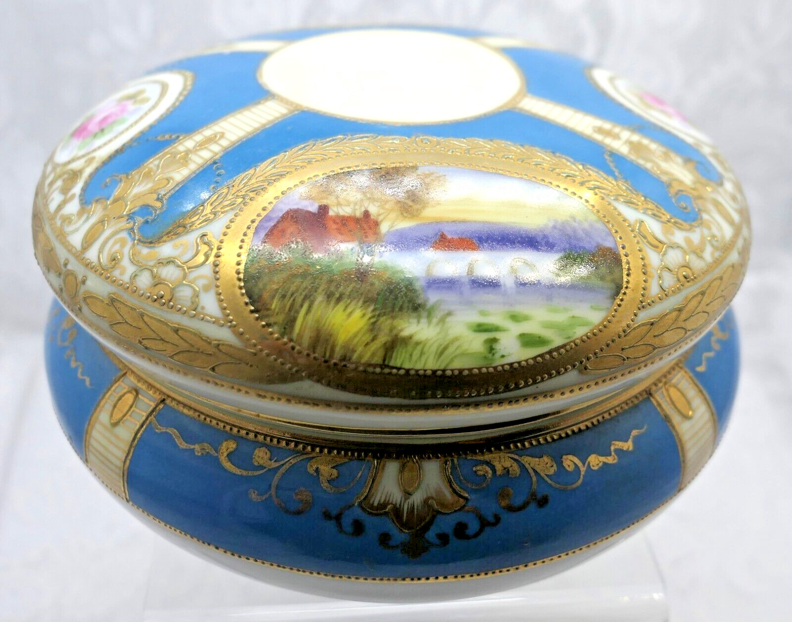 Antiq. Porcelain Nippon Old Noritake Morimura Lidded Trinket Dresser Box Lg 5.5\