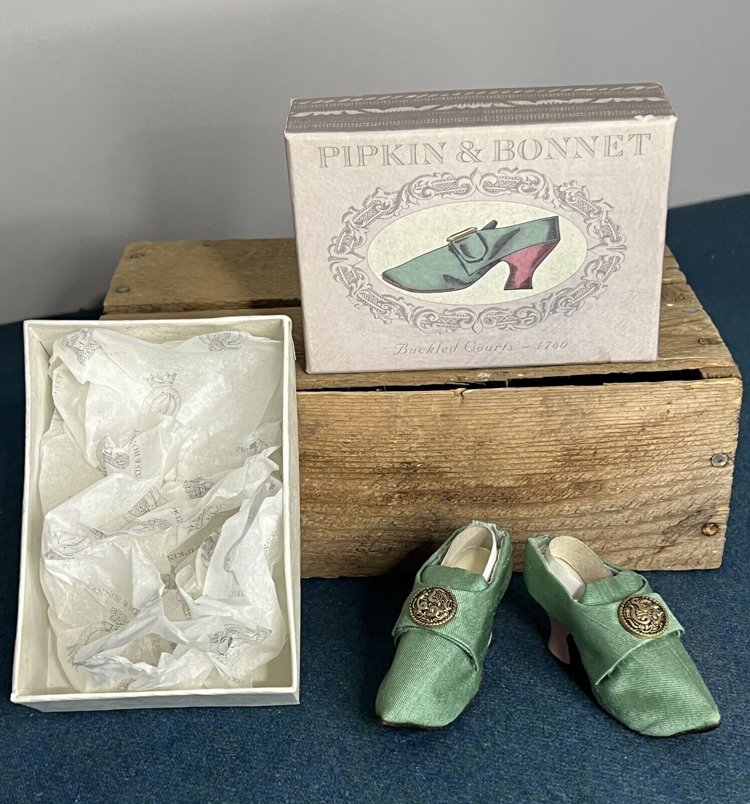 Pipkin & Bonnet Buckled Courts 1760 Doll Shoes Original Box New