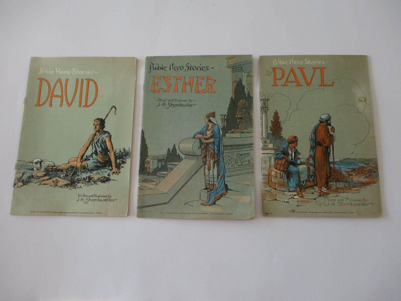 Three Rare Antique 1920\'s Bible Hero Stories-David-Esther-Pavl/Shonkweiler-PB