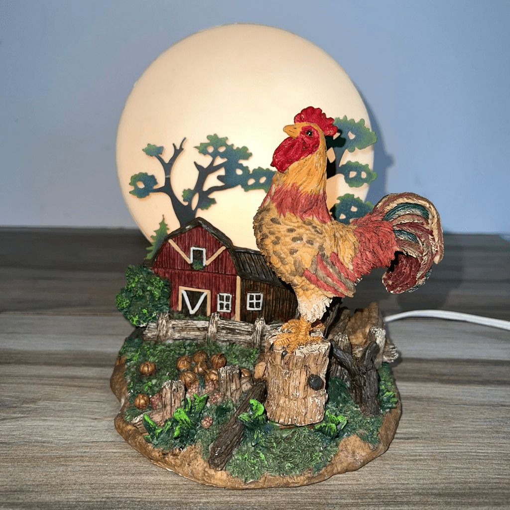 Rooster Lamp Night Light Resin Metal Farmhouse Farmyard Detailed Country Living