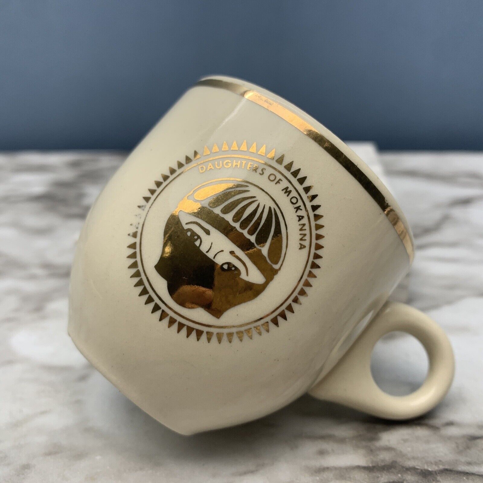 Vintage Daughters of Mokanna 2oz Espresso Coffee Tea Cup Gold Metallic MASONIC