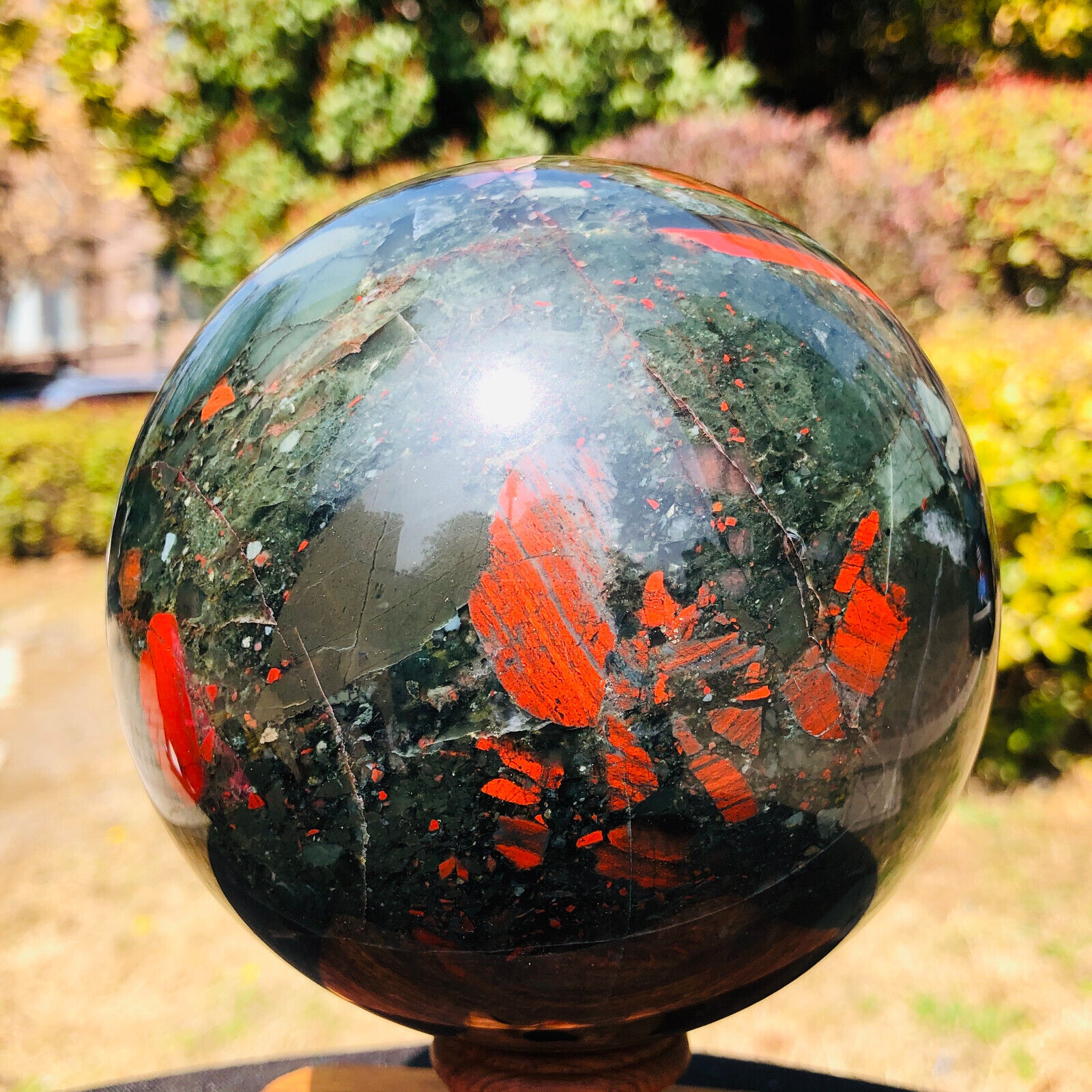 4.44LB Natural African blood stone sphere Quartz polished ball reiki decor gift
