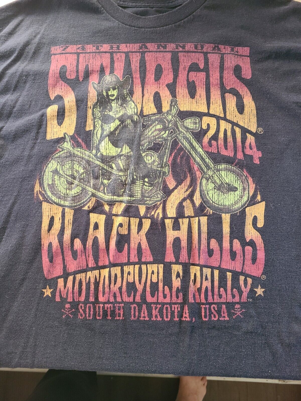Rare 2014 anniversary sturgis black hills rally South Dakota t-shirt xxl