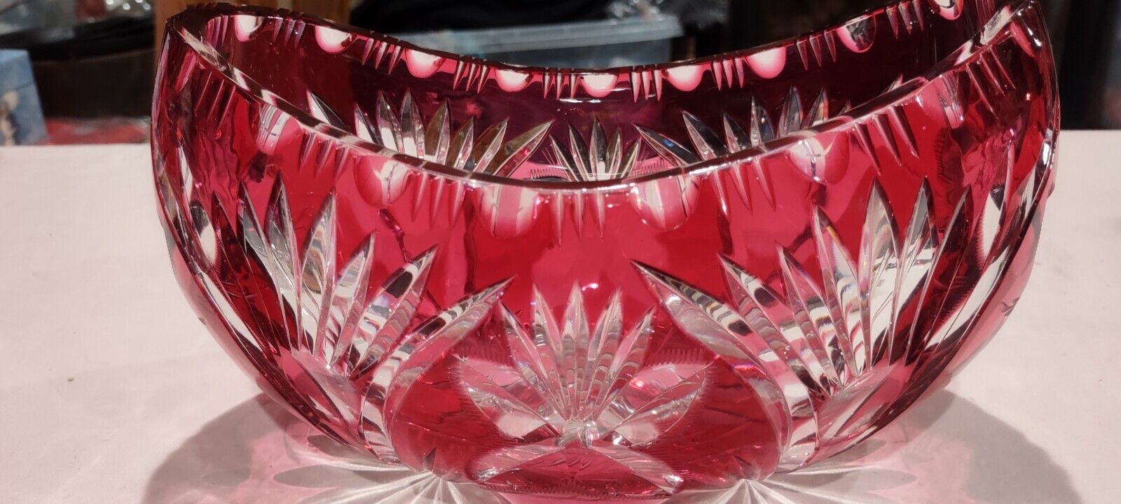 Elegant Oval Bohemian Cut Crystal Cranberry Red To Clear