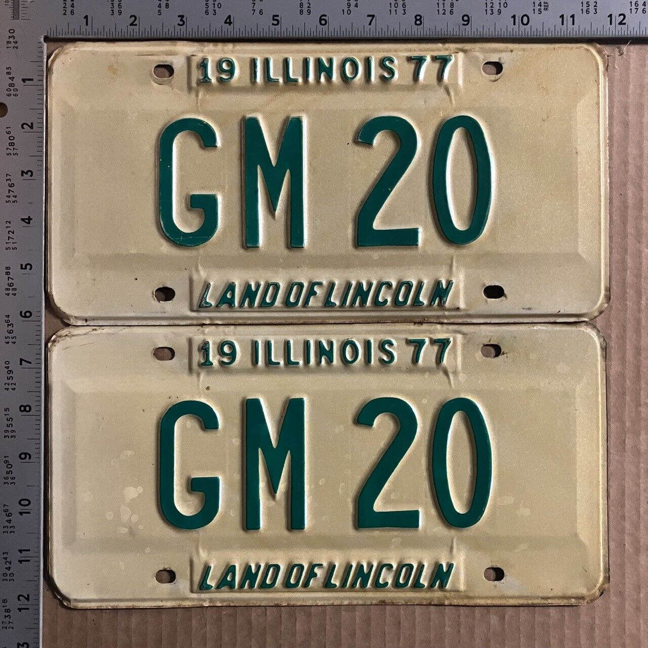 1977 Illinois license plate pair GM 20 YOM DMV General Motors Chevy Buick 10273