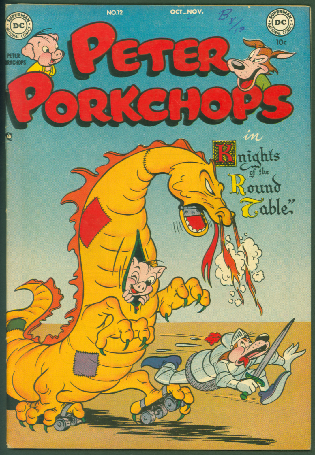VTG 1951 Golden Age DC Comics Peter Porkchops #12 F/VF Dragon Cover