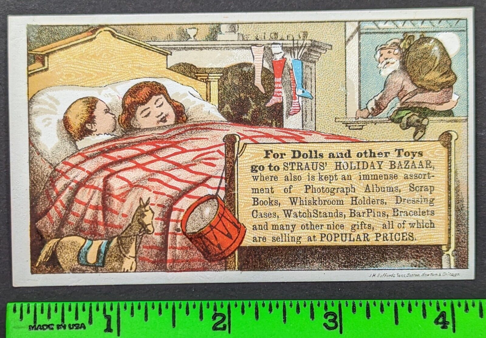 Vintage 1880\'s Santa Kids Sleeping Christmas Toys Trade Card