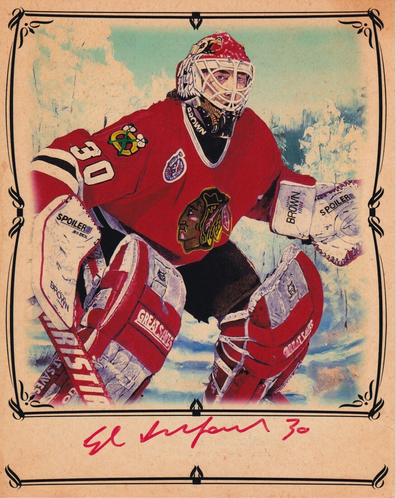 ED BELFOUR Autographed Photo (8 x 10) - Chicago Blackhawks - TW PRESTIGE