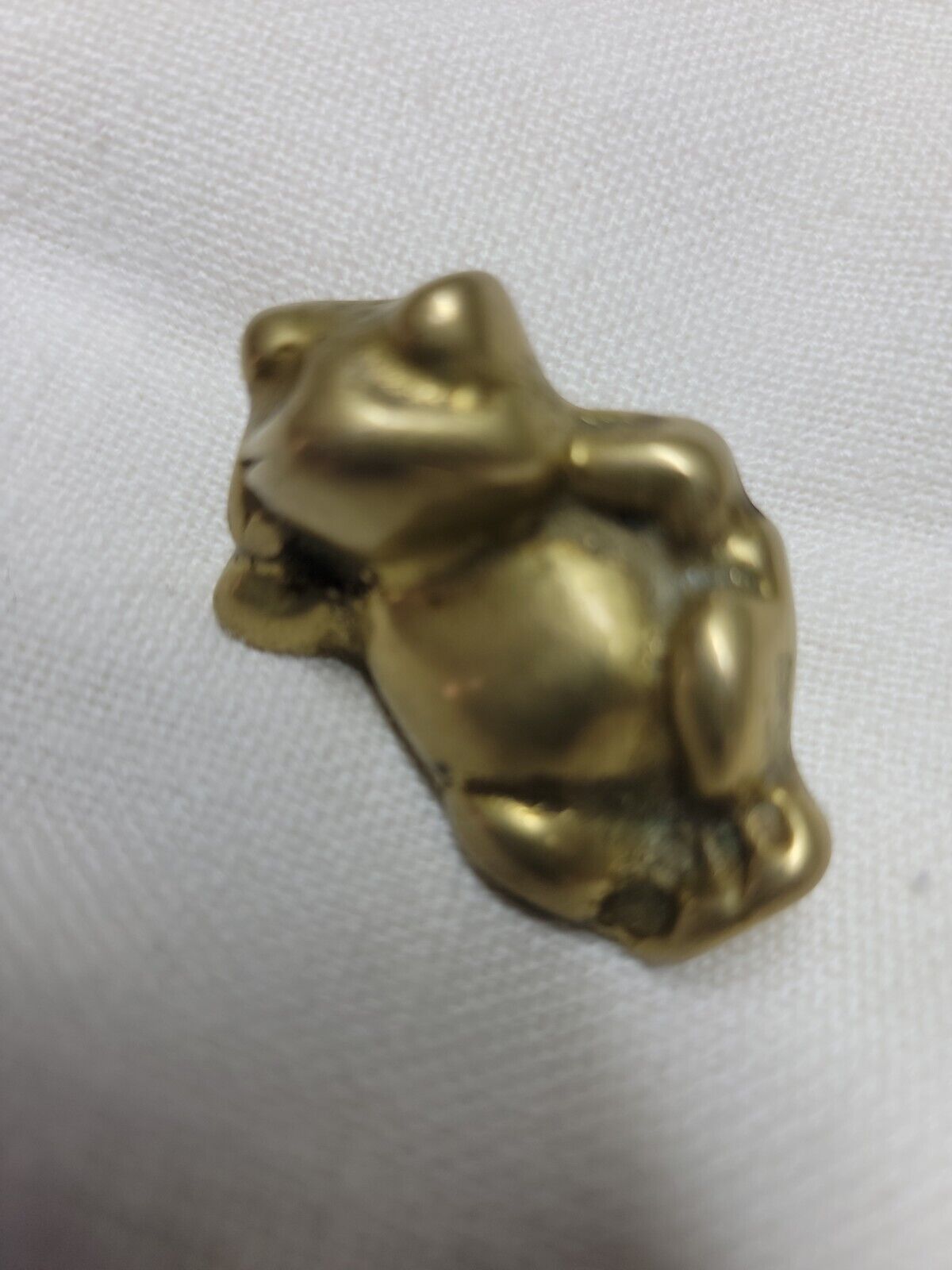 Small Gold Brass Frog tiny shiny lazy frog