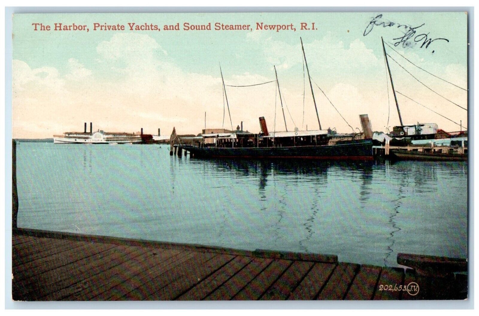 c1910\'s The Harbor Private Yachts And Sound Steamer Newport RI Antique Postcard