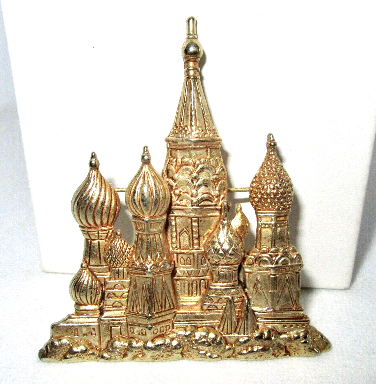 JJ Jonette Jewelry Large Gold Tone Russian Orthodox Church Pin Brooch - 2.5\
